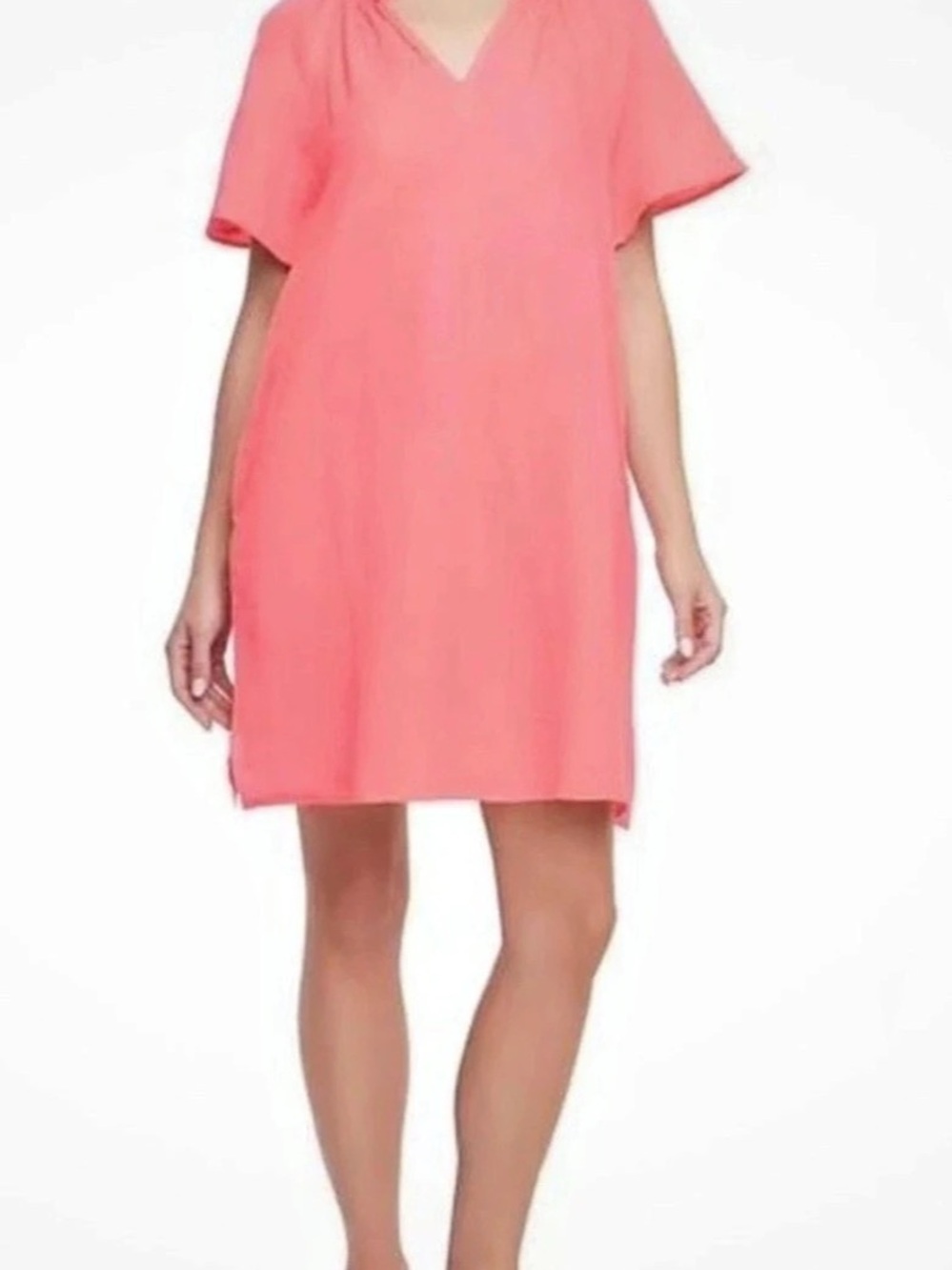 GAP Gauze Pop-Over Pink Cotton Dress w/ pockets & slits Size Medium NWT